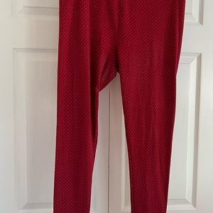 Soft buttery Luluroe leggings. Red with white pin dots   Tall and curvy.